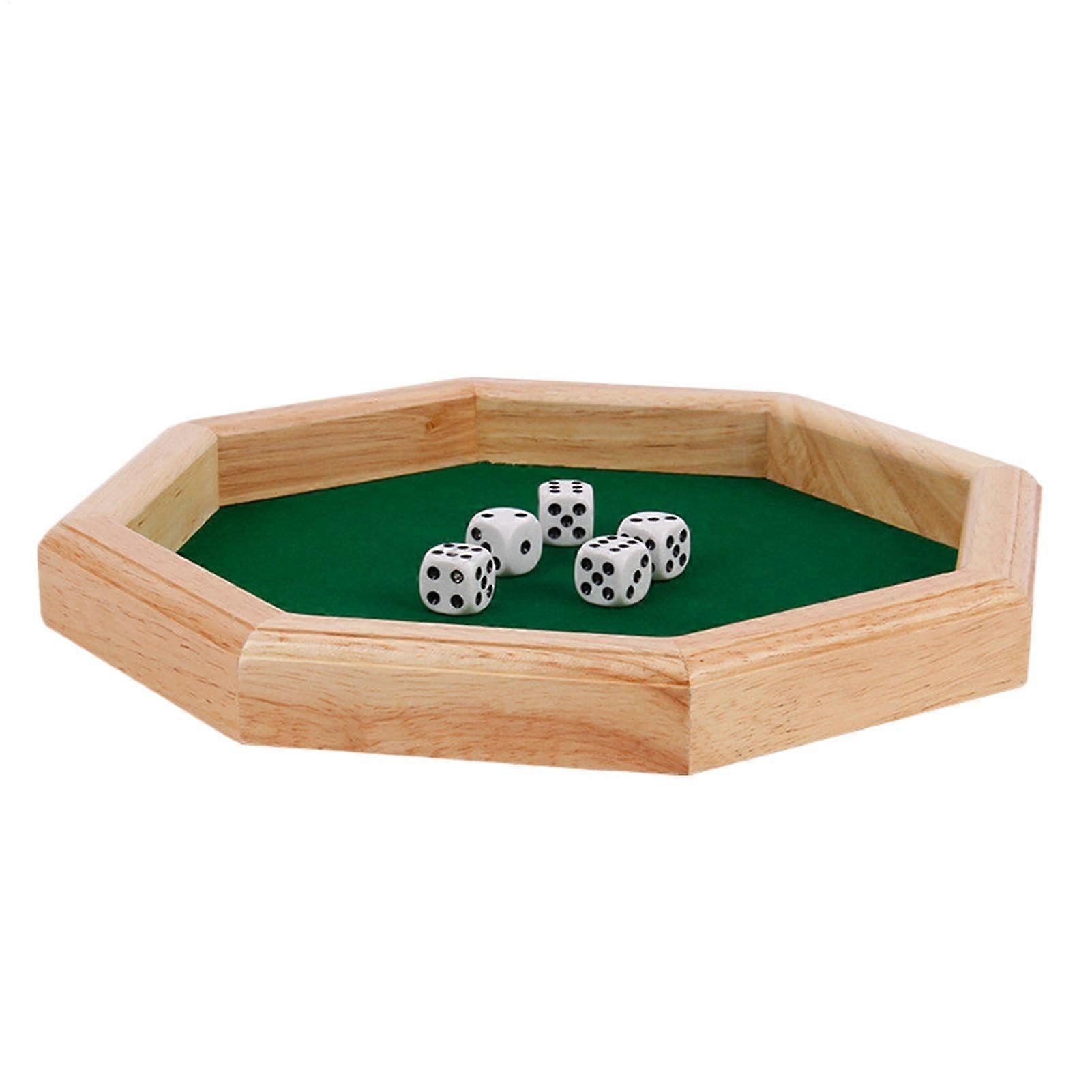 Rolling Cube Tray - Octagonal Portable Dice Rolling Box for Family Travel, Thanksgiving - 10.5 x 10.8 x 2.8 cm