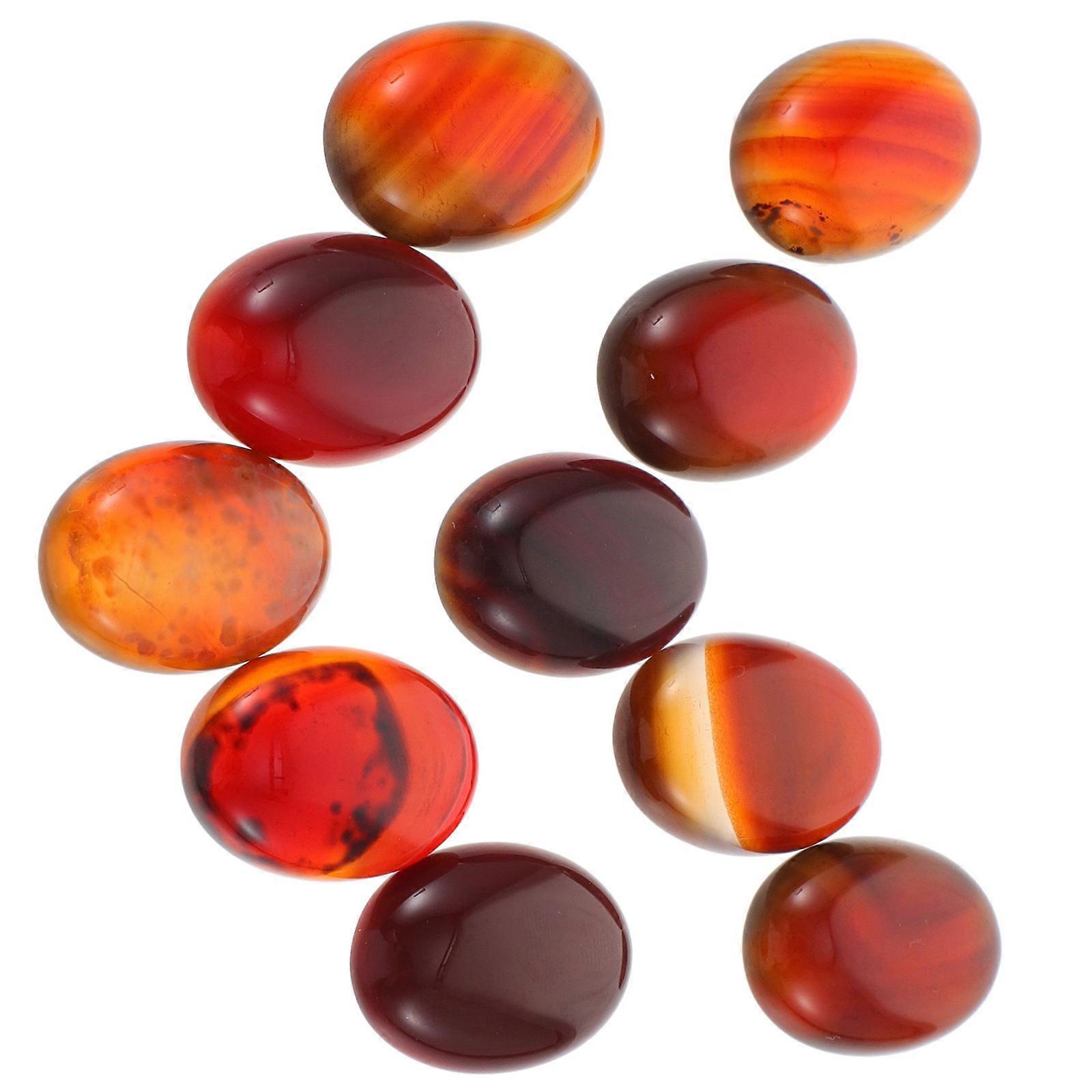 حبات كابوشون DIY أحجار طبيعية لصنع المجوهرات مشاريع DIY عقيق 2.50X1.80X0.50CM فلات باك 10 قطع