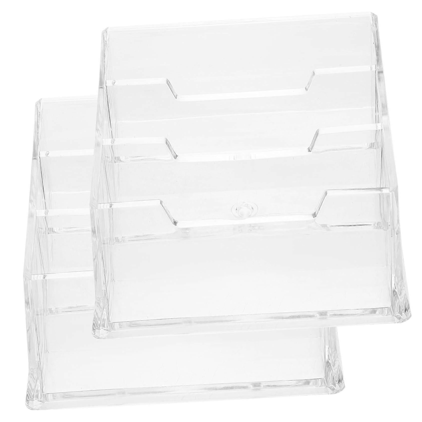 2 Acrylic Business Card Holders Sturdy Card Stand for Office and Events Transparent Card Storage with  Capacity Design for  Presentation