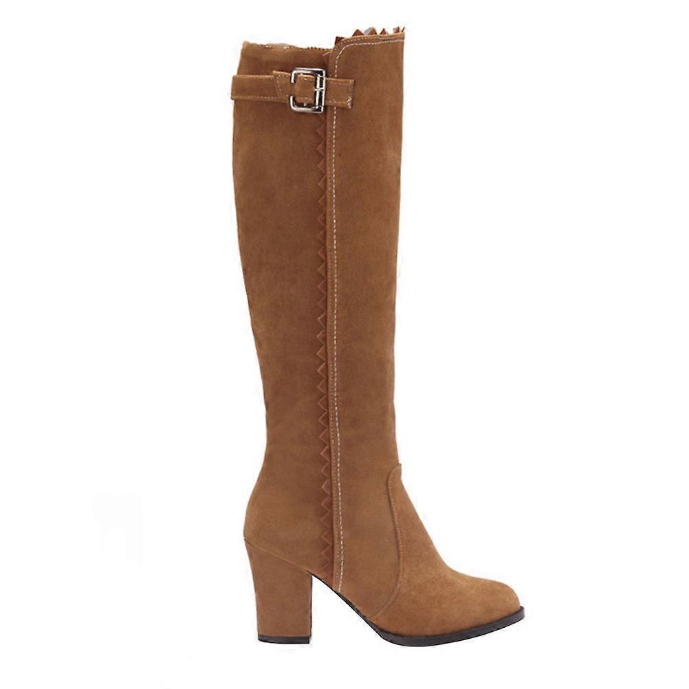 Women's High Heel Boots Winter Autumn Snow High Tube Lined Riding Boots Warm Long Suede Upper
