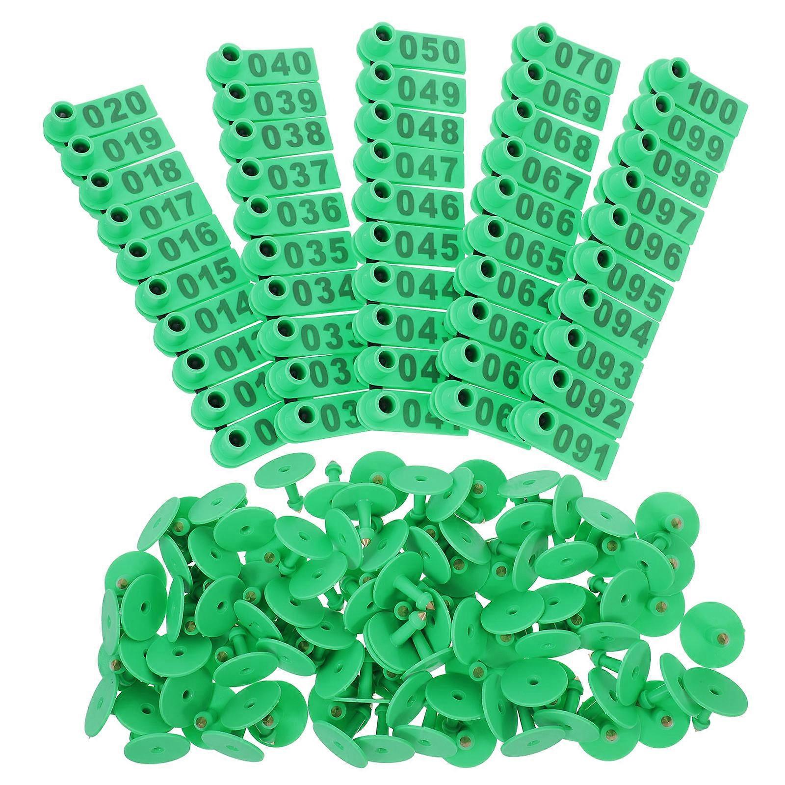 Blank Cattle Ear Tag Rectangular Livestock Ear Tags For Farmers Green Identification 100Pack