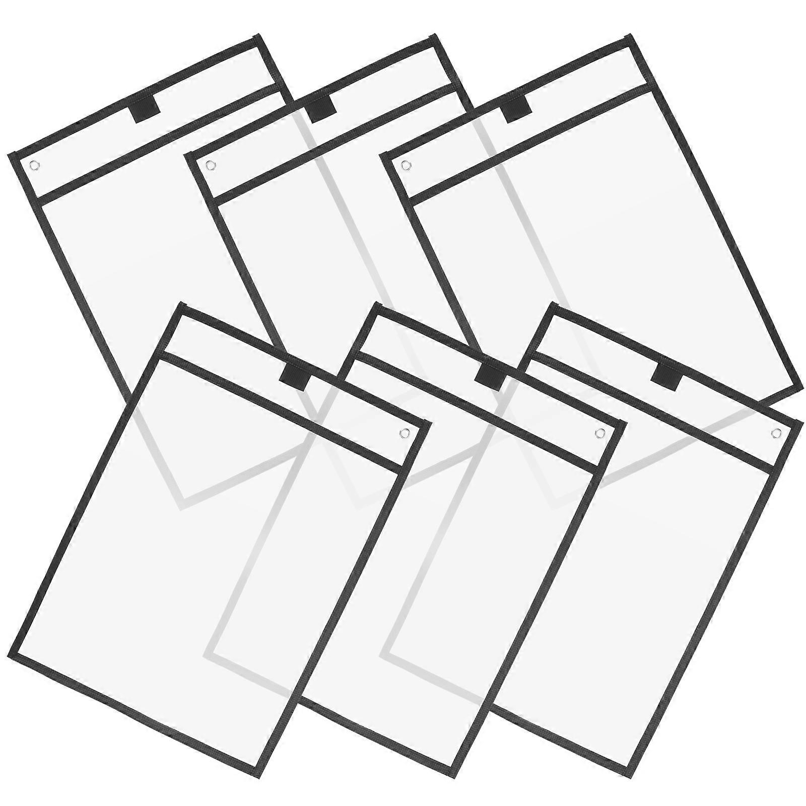 6pcs Clear PVC Dry Erase Pockets with Markers – Reusable Storage Sleeves for Classroom, Office & Teaching Organization Supplies