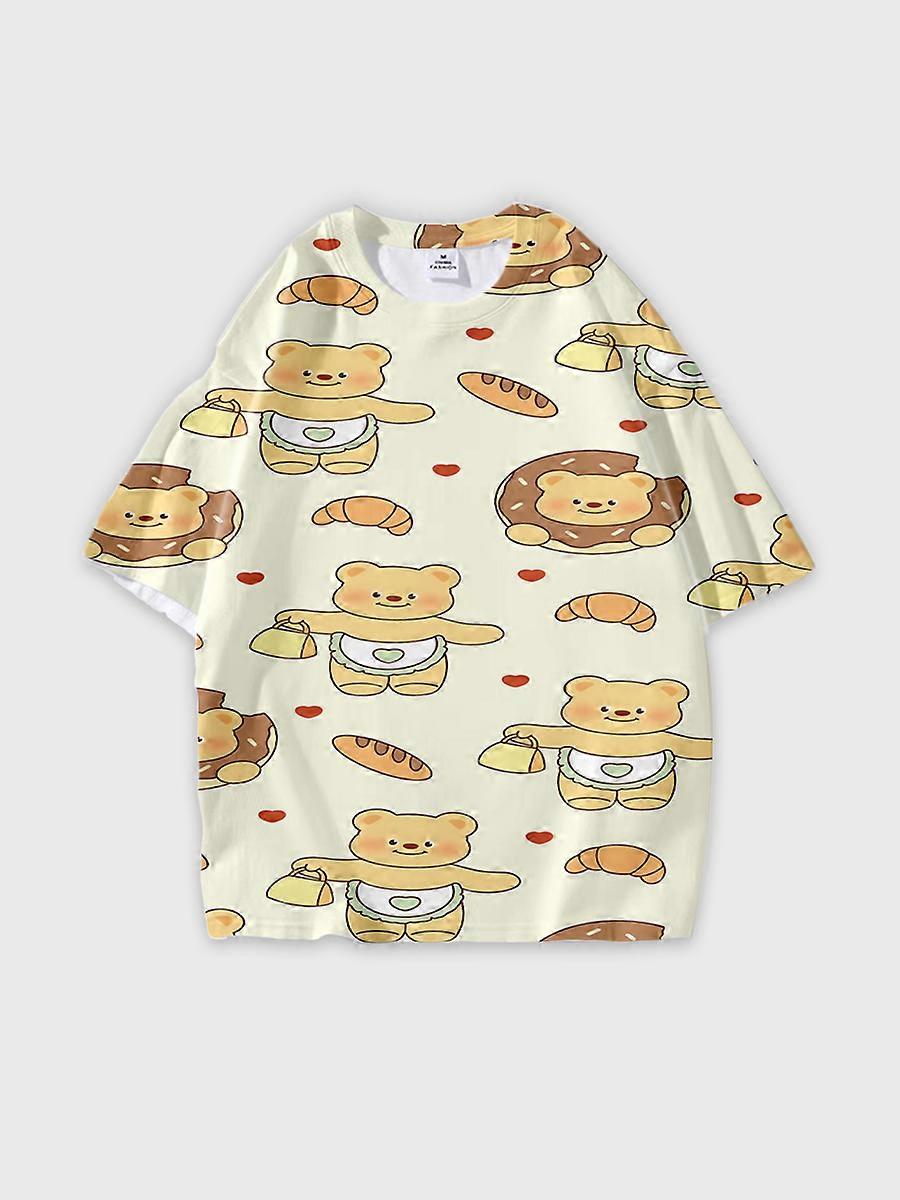 T-shirt round neck Pattern loose short sleeve O194