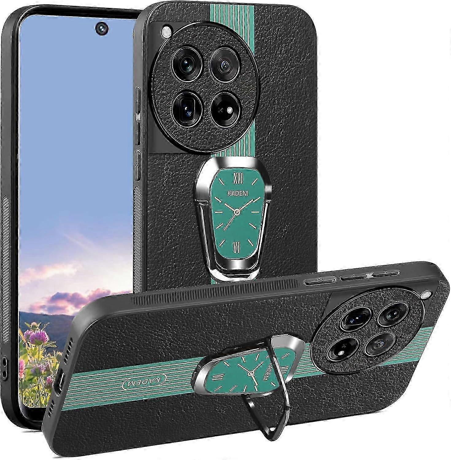 For Oneplus 12 Case Leather with Ring Holder, For Oneplus 12 Phone Case Magnetic with Stand Ring for Women Men Shockproof