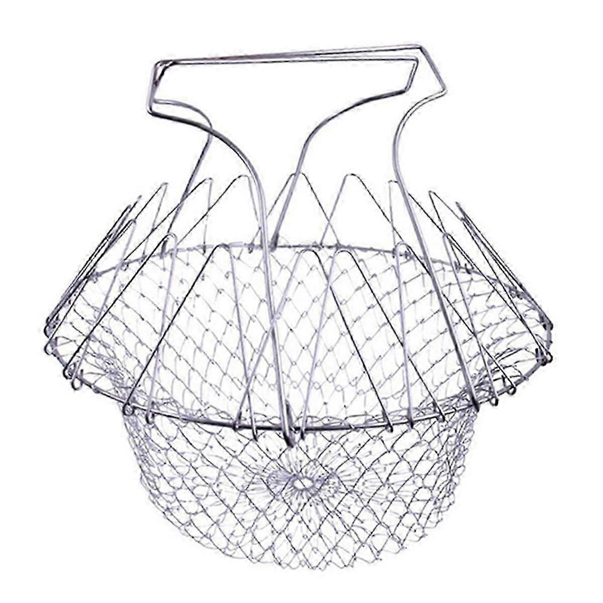 Kitchen Multi-Function Poaching Boiling Deep Frying Basket, Household Folding Draining Basket