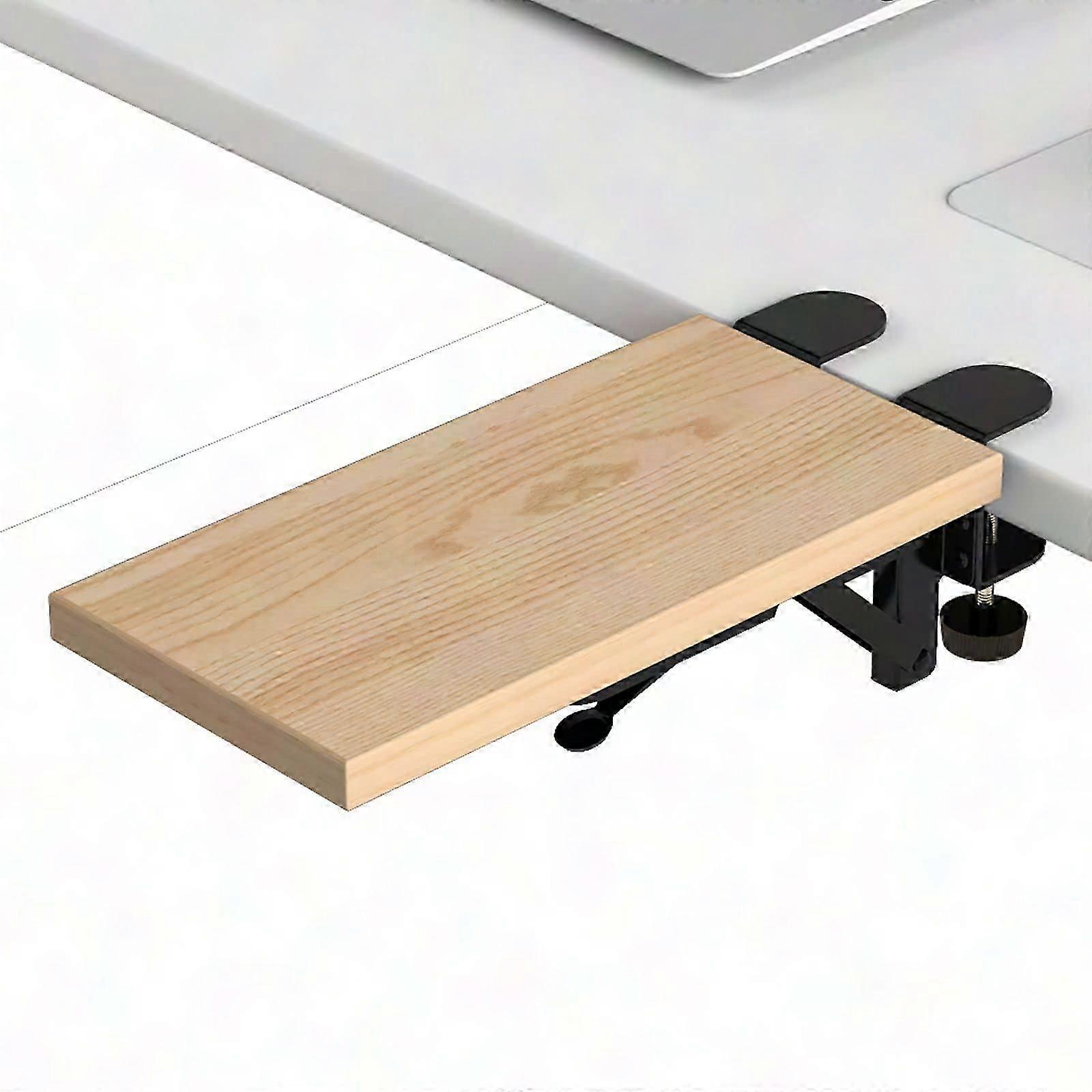 Ergonomic Desk Extender Tray for Laptop & Keyboard - 11.8"x5.9" Punch-Free Maple Wood Stand
