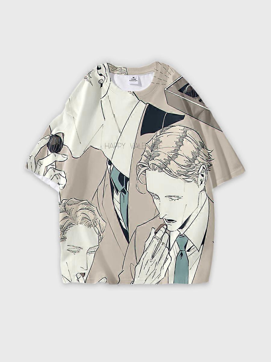 T-shirt round neck Character Pattern loose short sleeve P1899