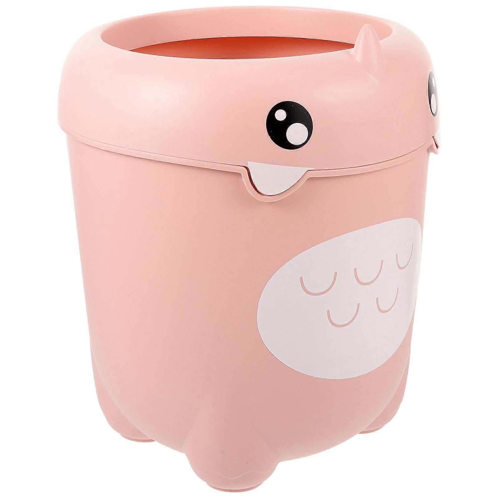 Pink Plastic Trash Bin for Home and Office Use with Creative Design 4.5 Gallons