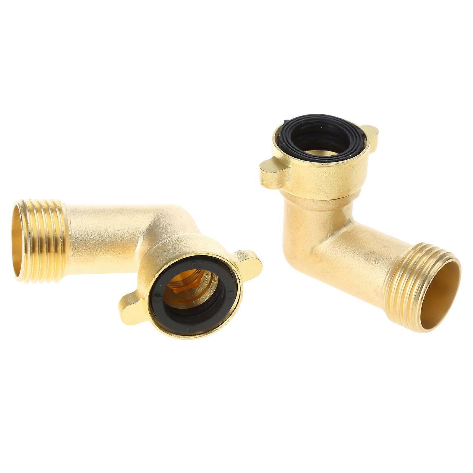 2PCS 90 Degree Garden Hose Elbow Connectors Heavy Duty Hose Adapter with 4 O-rings, Solid Brass Gooseneck Connector Multicolor