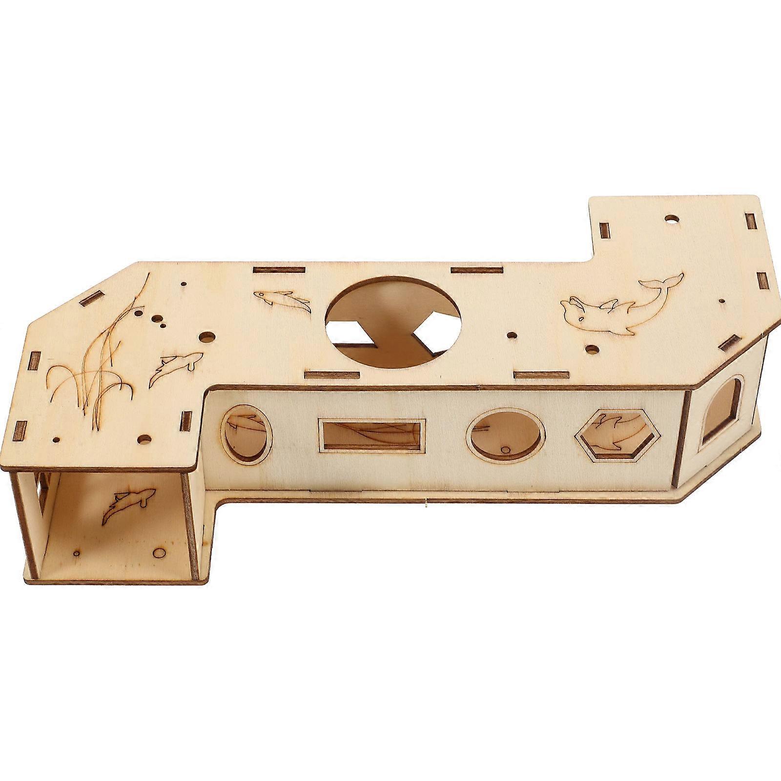 Wood Tunnel Tube for Hamsters and Rats Hollow Hideout Exploration Accessory