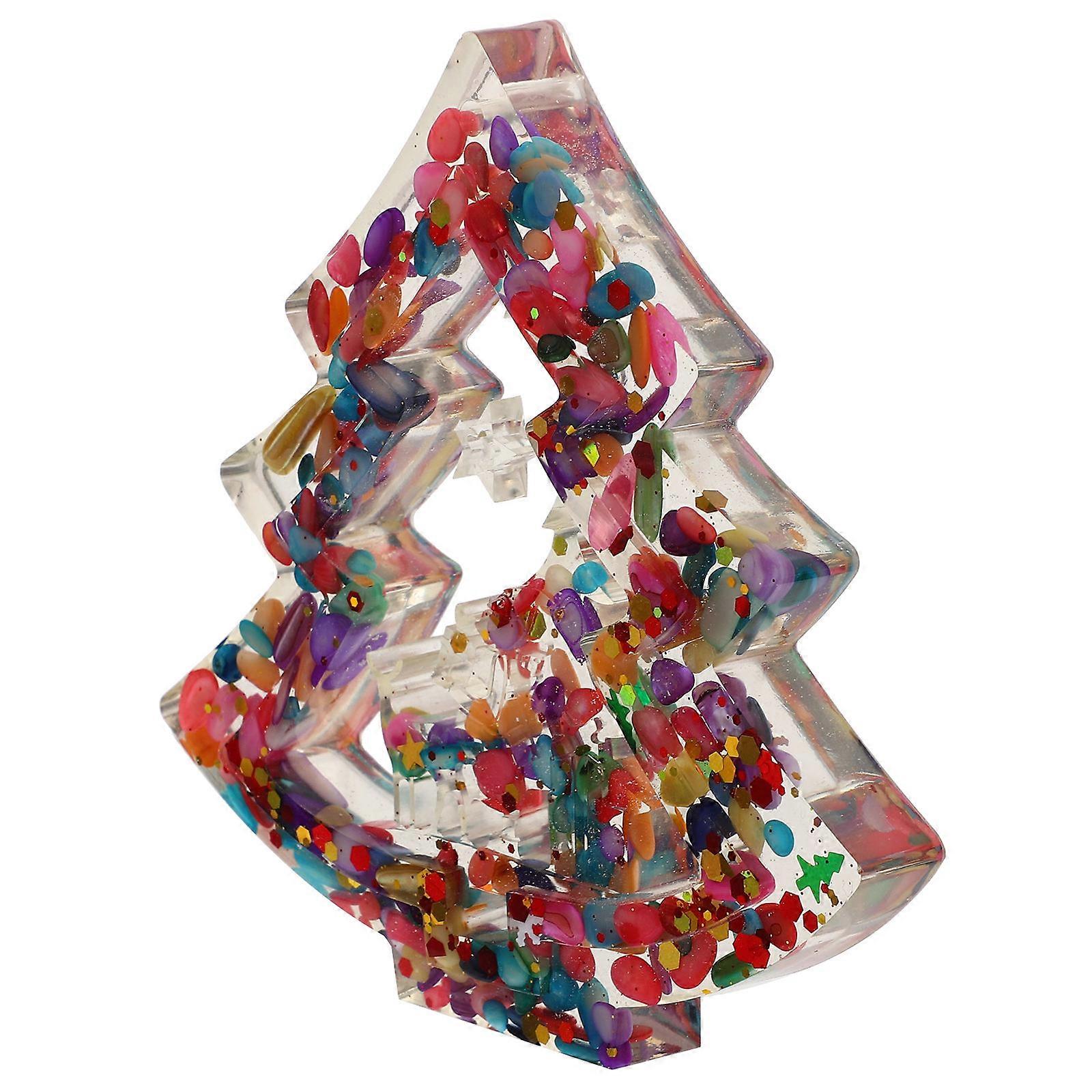 Decorative Tabletop Tree Christmas Tree Figurine Multi-Colored 11X10.7Cm Decoration Desktop Decor 1Pack