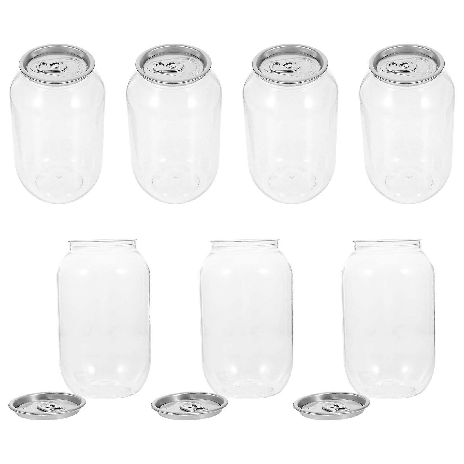 10pcs Portable Plastic Canning Jars for Beverage Storage with Lids Transparent 500ml