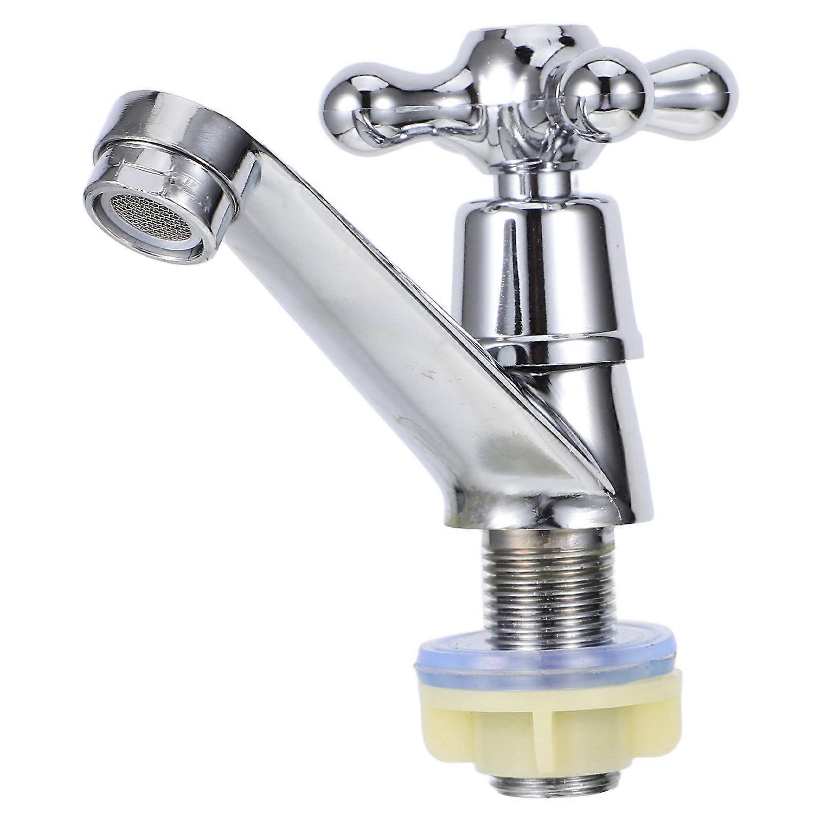 Single Cold Water Faucet Silver Durable Copper Core for Bathroom Sink