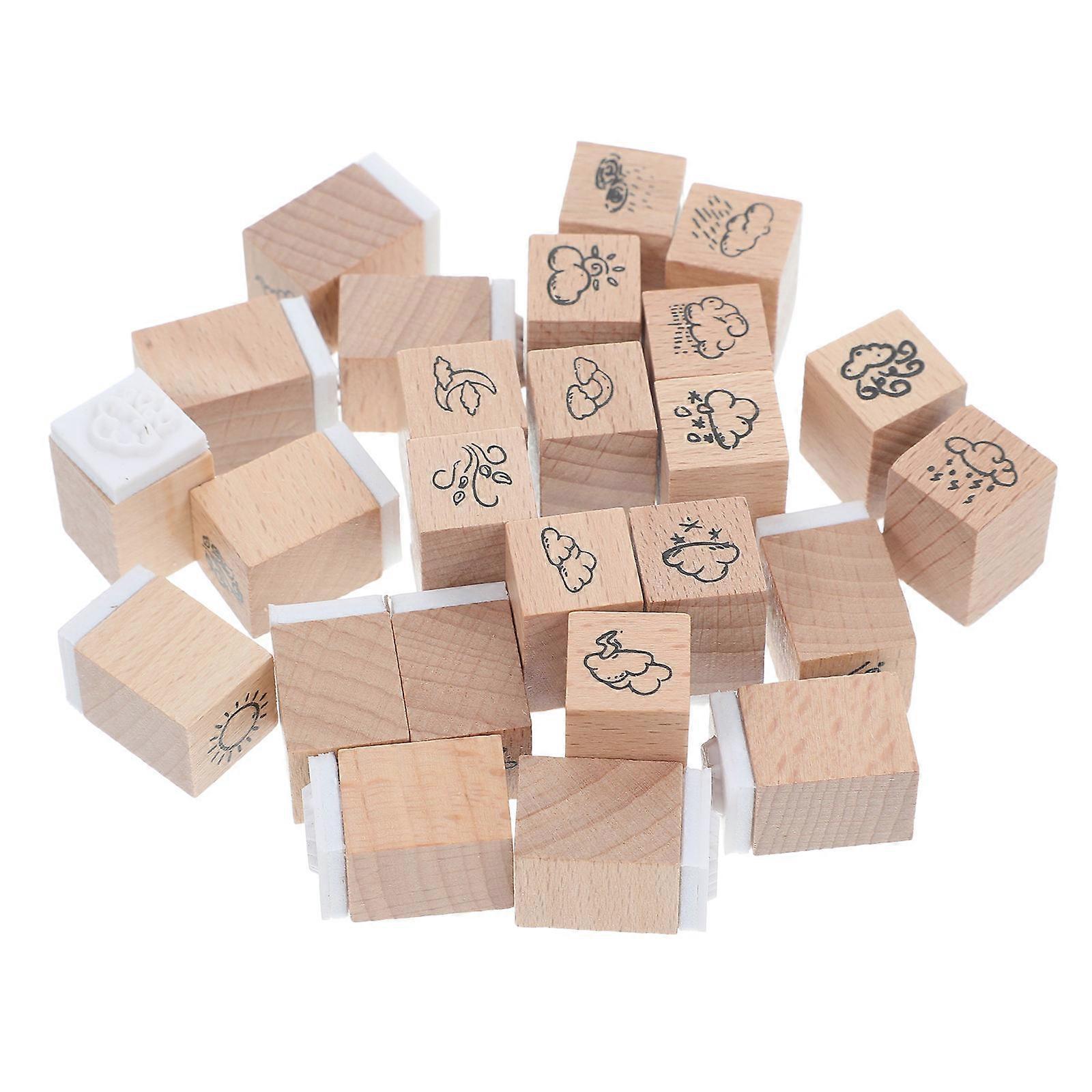 Cute Wooden Set for DIY Crafting, Scrapbook Stickers with Weather Expressions for Journals, Creative Projects and Art Crafts