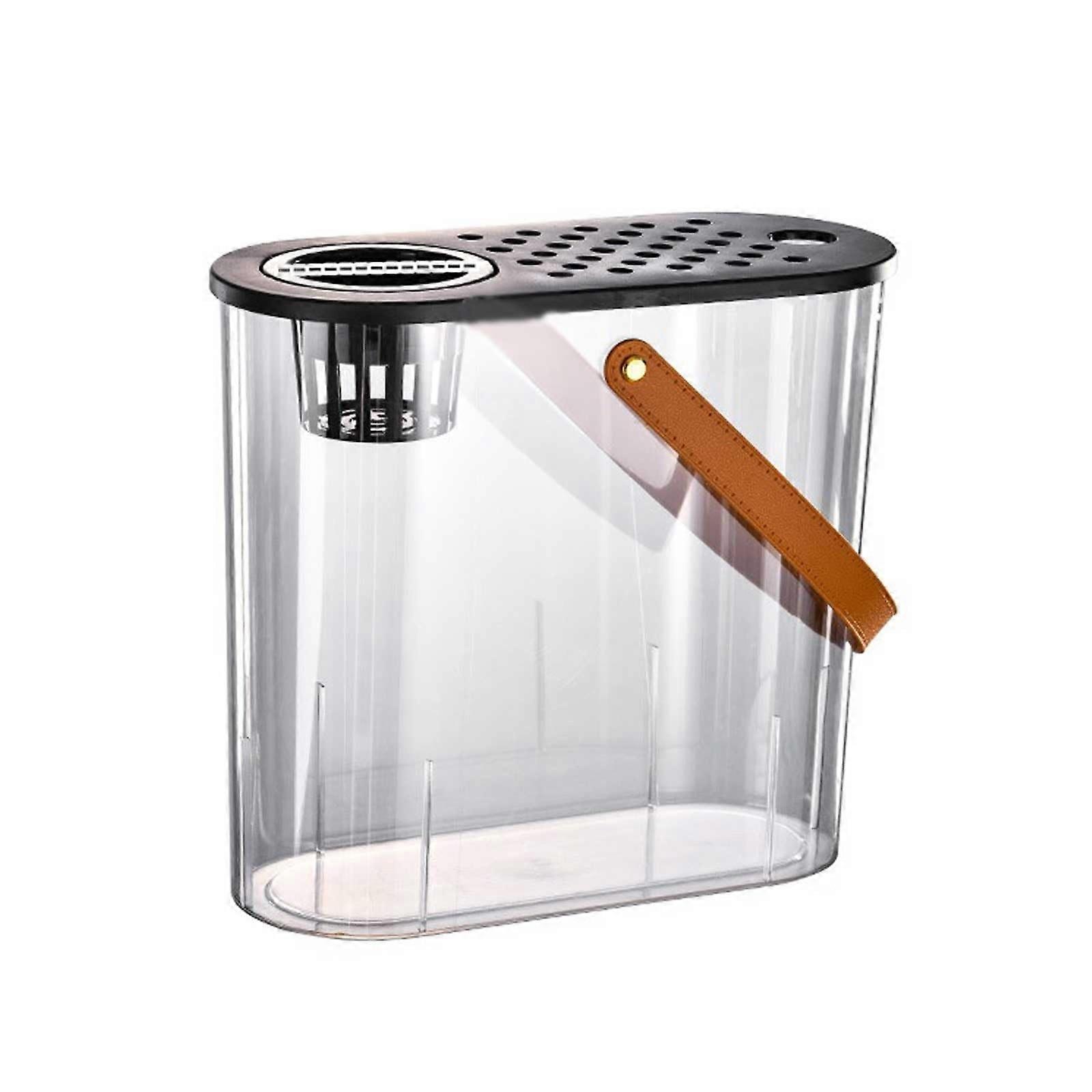 Transparent acrylic fish tank with breathable lid and carrying handle (Black) Ref: 6450