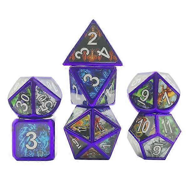 7 Pcs/Set Different Shapes Different Number of Sides Educational Toys Digital Number Metal Dice Set for Party Family Games
