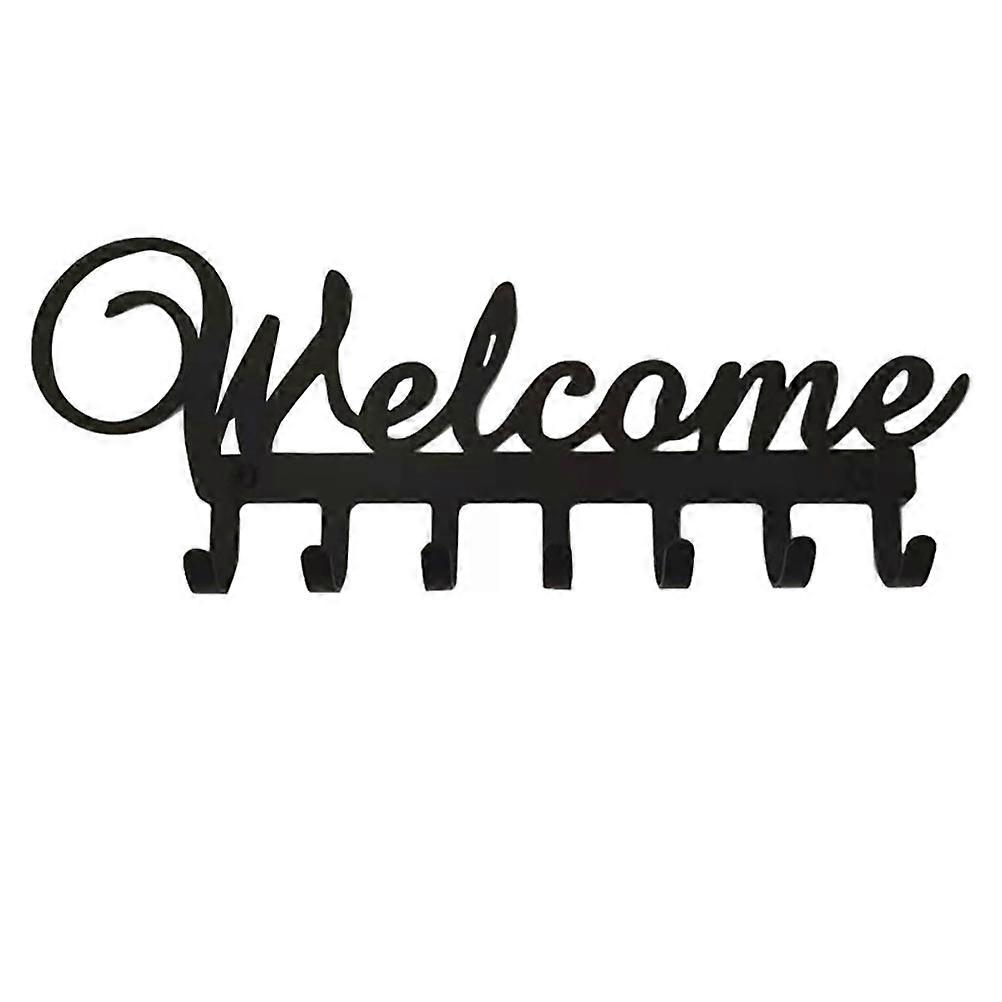 Black Iron Wall Hook Rack for Home with Strong Bearing Capacity and Modern Hidden Screw Design 7 Hooks