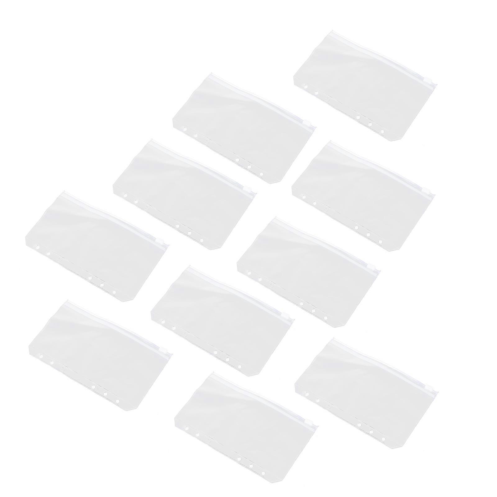 10 Pcs Clear PVC Zipper Pages Bag for Loose Leaf Binder Filing Storage