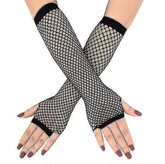 قفازات تمتد شبكة صيد السمك شبكة دقيقة قفازات متوسطة الطول الرجعية حزب حفلة موسيقية للجنسين