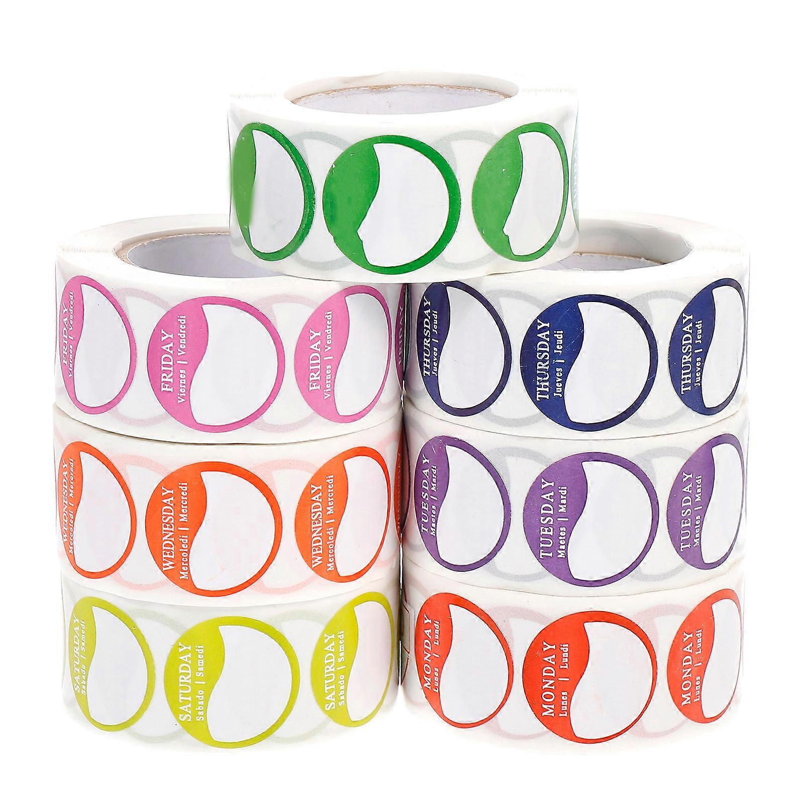 7 Rolls Removable Day Labels Adhesive Stickers for Restaurant Bakery Use Easy Peel & Stick Writable Area High Grade Inventory Management