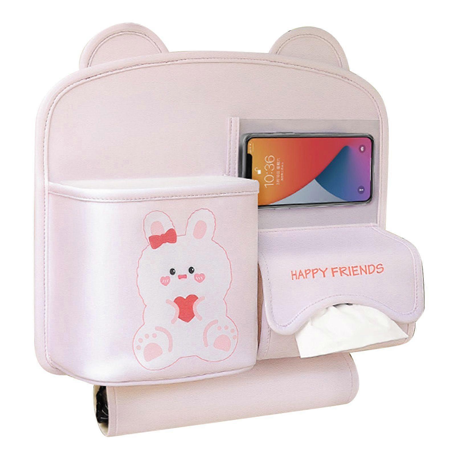 car storage bag easy installation with tissues box and pu leather