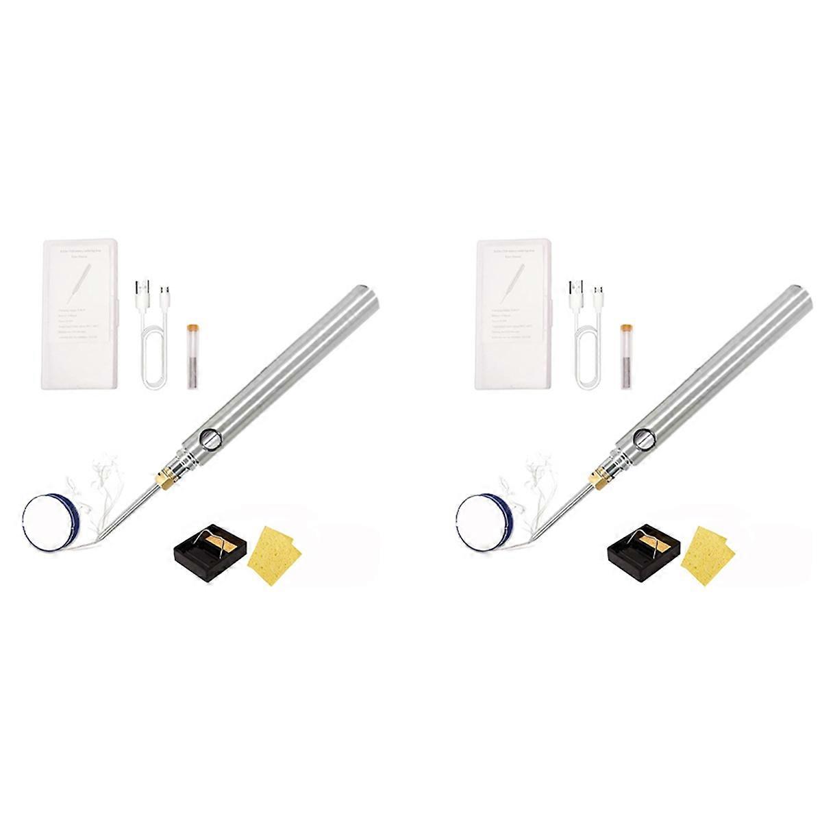 2X 5V 15W USB Cordless Soldering Iron Kit 1100MAh Wireless Rechargeable Battery Powered, Charging We