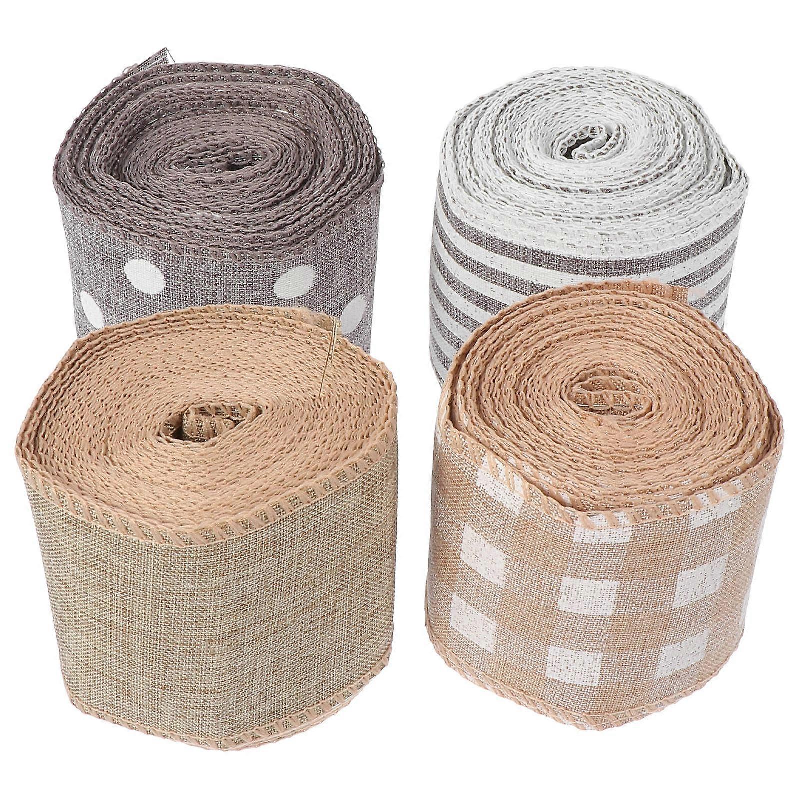 Christmas Linen Ribbon Assorted Color with Durable Flax Material for Decoration