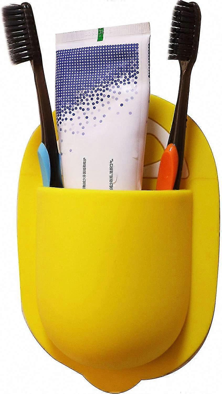 Wall Mounted Silicone Toothbrush Yellow Holder