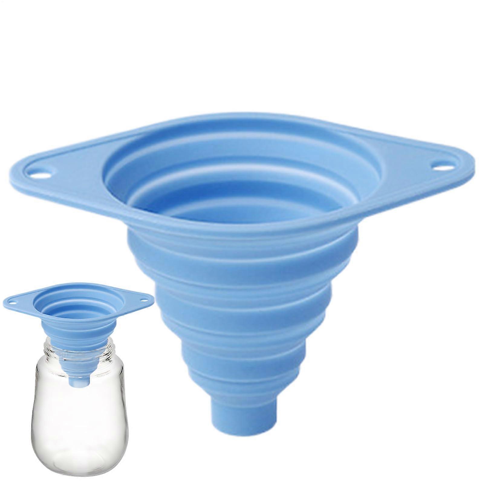 Silicone Funnel Foldable Wide-Mouth Kitchen Tool Blue For Filling Bottles And Cans, Powder And Liquid Transfer