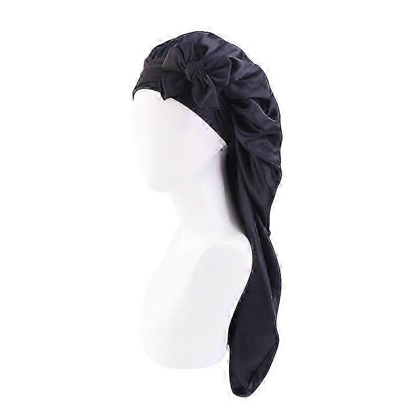 Gorro de cetim extra longo para mulheres, gorro de cabelo ajustável, gorro para dormir para cuidados com os cabelos, gorros para dormir à noite para mulheres, com elástico largo