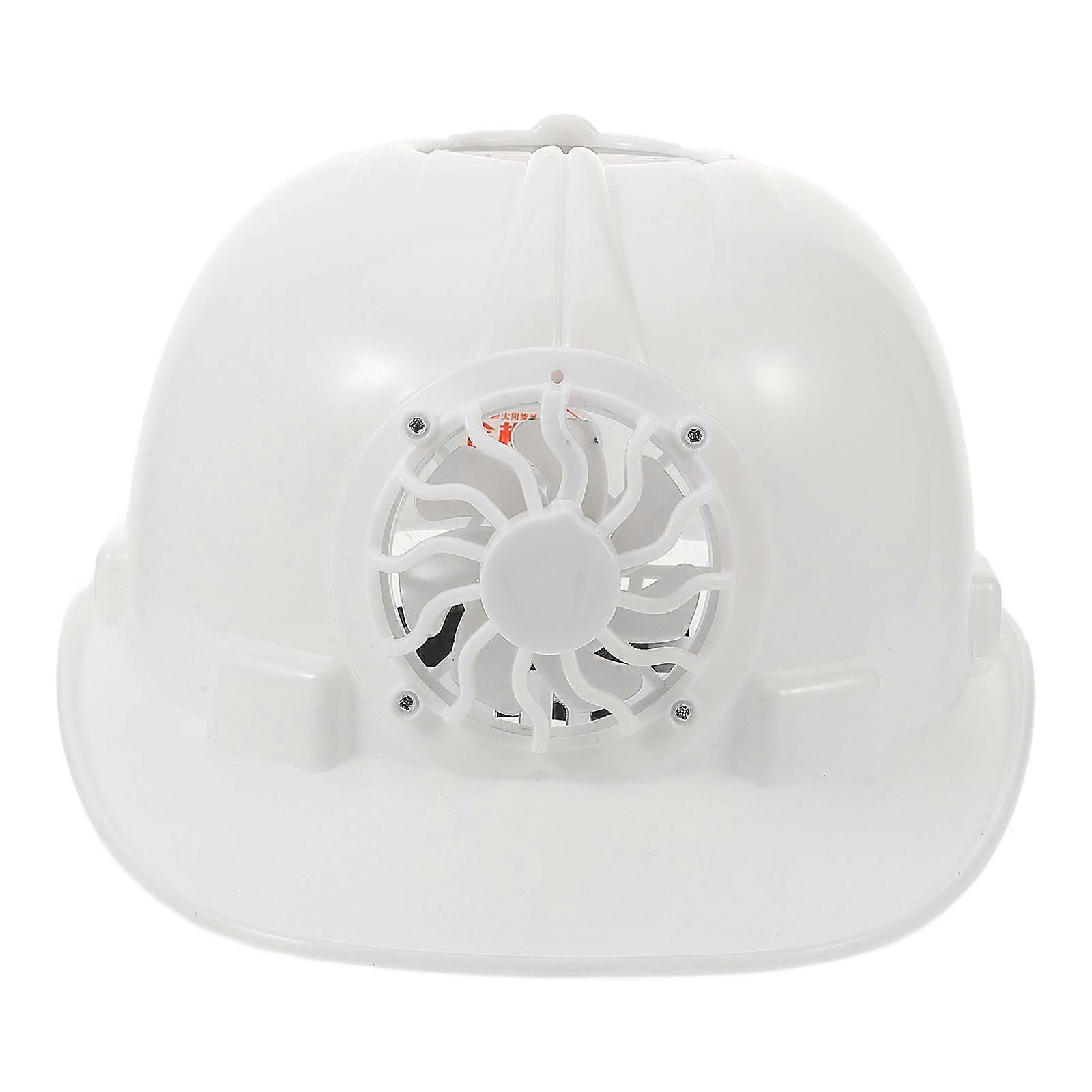 Solar Powered Fan Hard Hat for Construction White Plastic Electronics Cooling Safety 1 Size