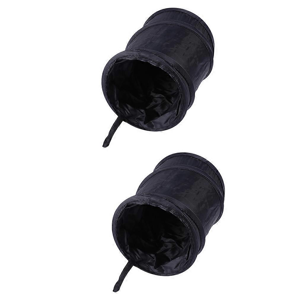 Trash Can For Cars 2Set Foldable Car Waste Container Storage Box For Car Driving Travel Black Garbage Storage 20X16CM