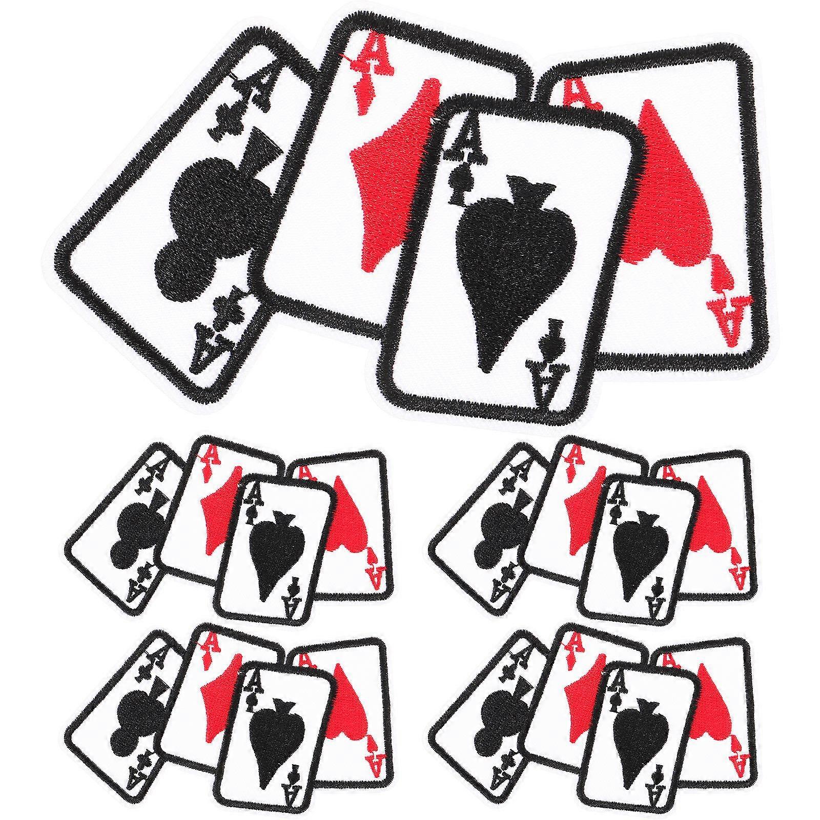 Poker Clothes Patch 5Pcs Assorted Color Cloth Playing Card Embroidered Applique for Clothes
