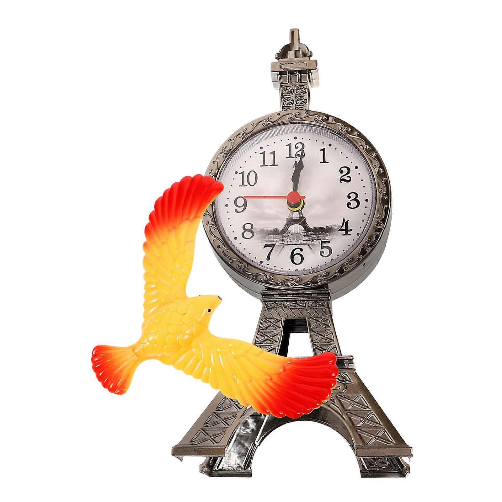 Silver Eiffel Tower Decorative Clock Modern Minimalist Time Display 1Set