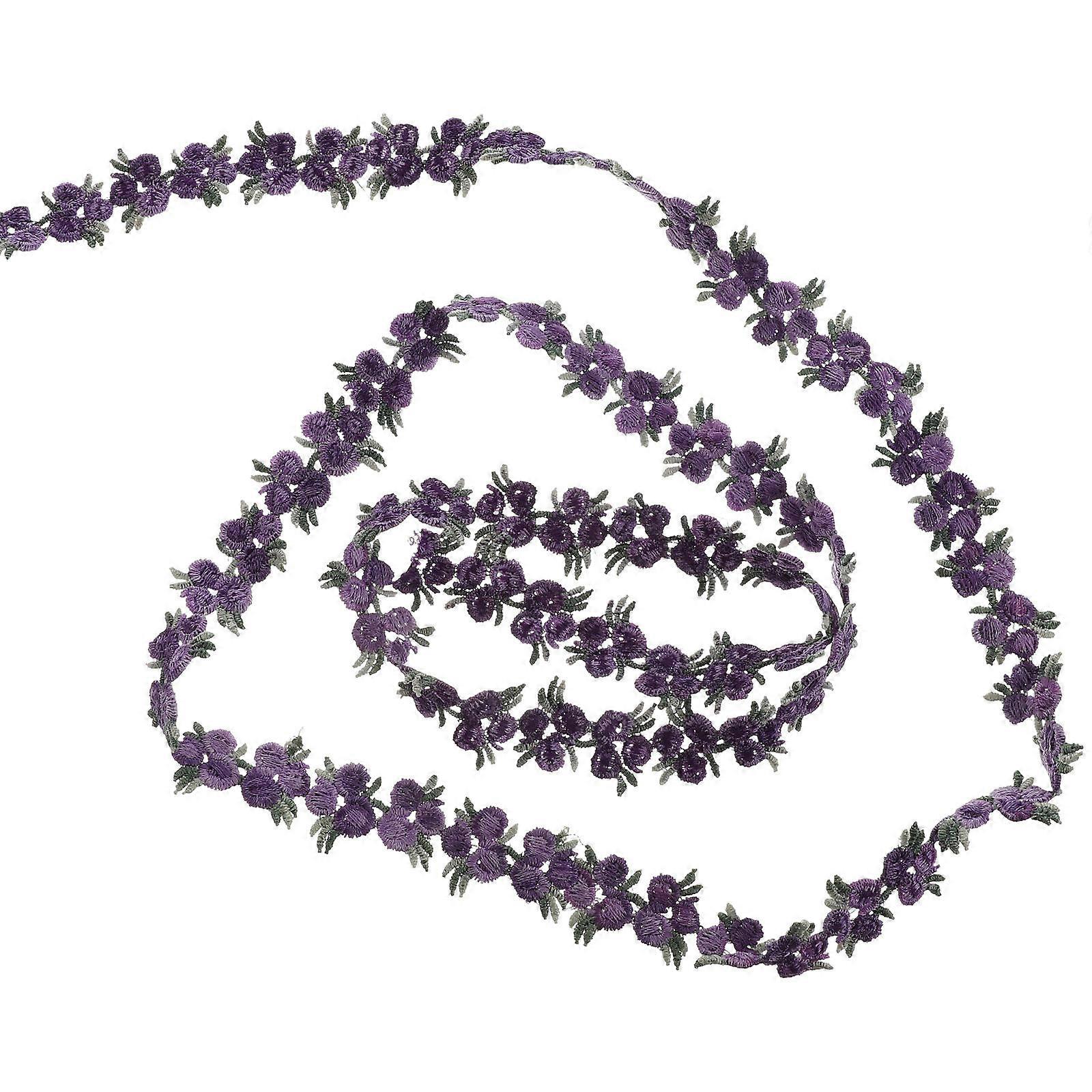 Durable Purple Embroidered Ribbon for Crafts Made of Polyester Silk Ideal for DIY Projects 4.5m