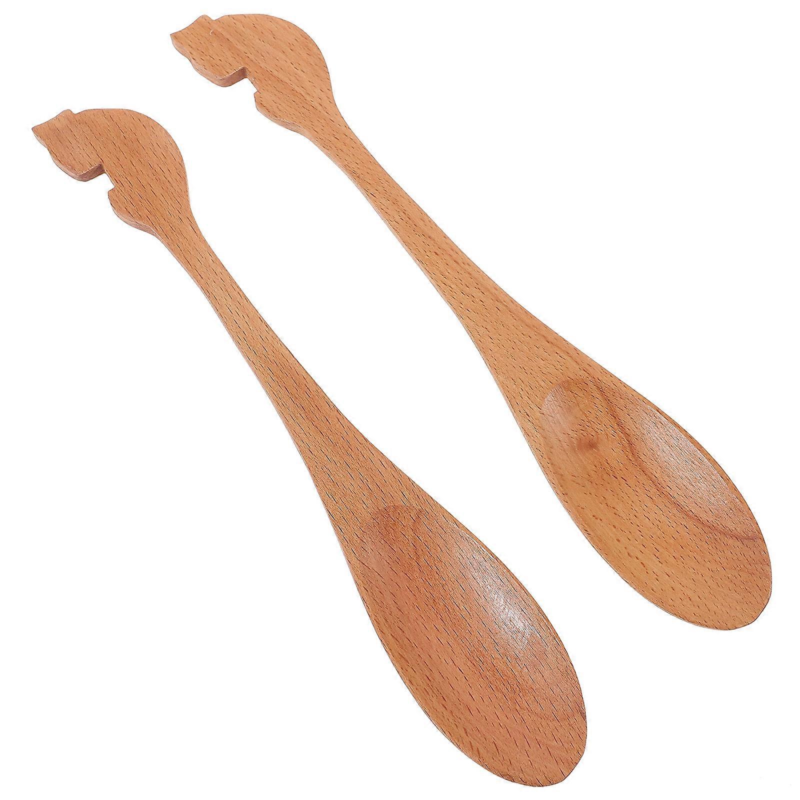 Chocolate Synthetic Mixing Spoon with Long Handle for Stirring Perfect for Kitchen and Party Use 2 Pcs