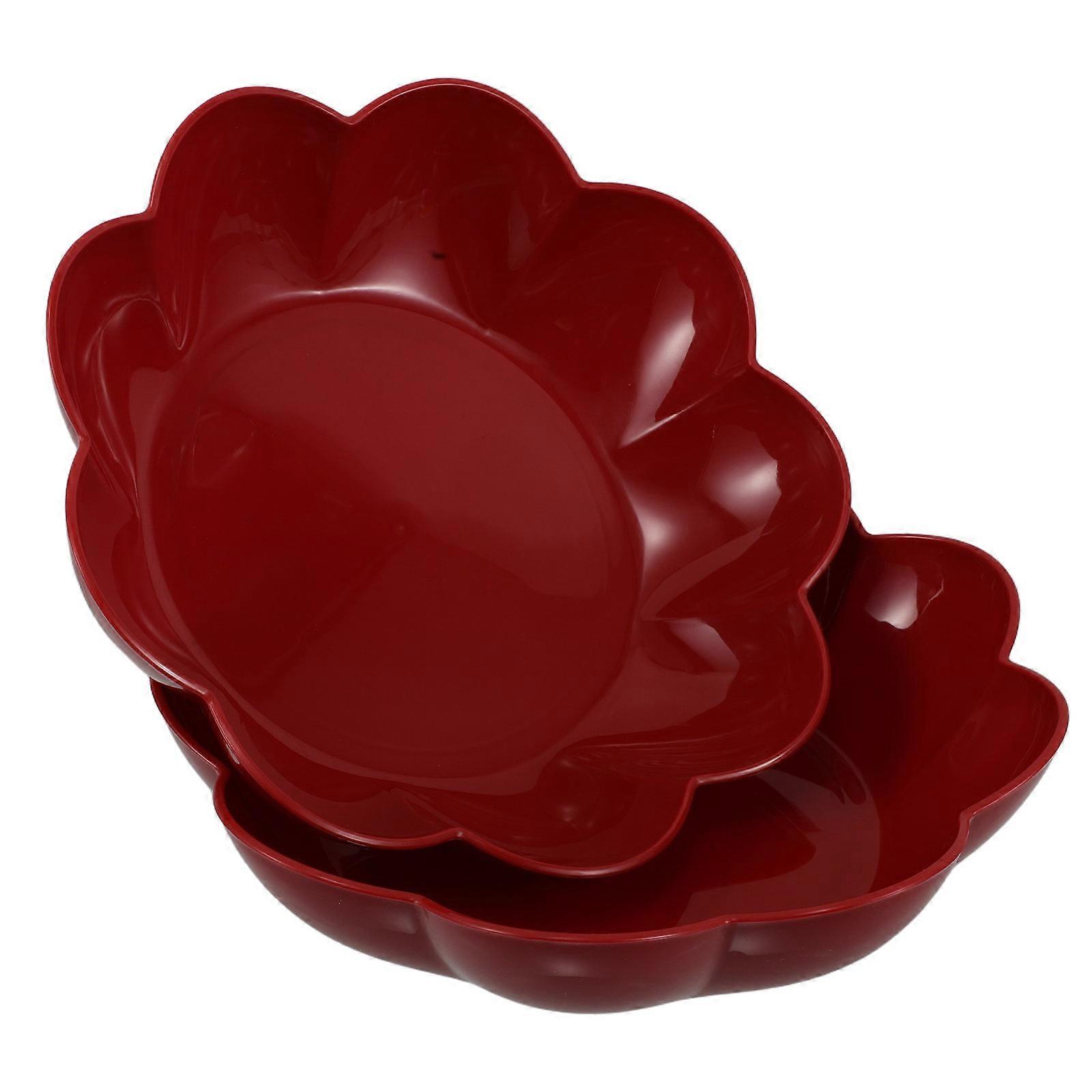 Chic Red Tray For Housewarming Parties Ideal For Snack Serving Featuring Safe Material 2Pcs