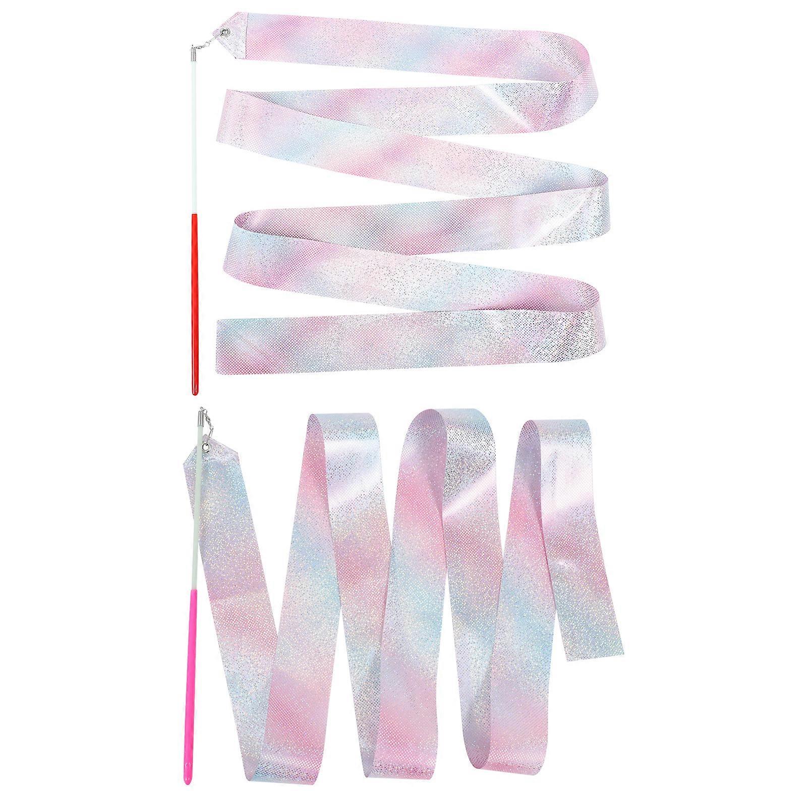 2pcs Dance Ribbons with Handles Gymnastics Streamers for Rhythmic Gymnastics, Dance & Creative Play