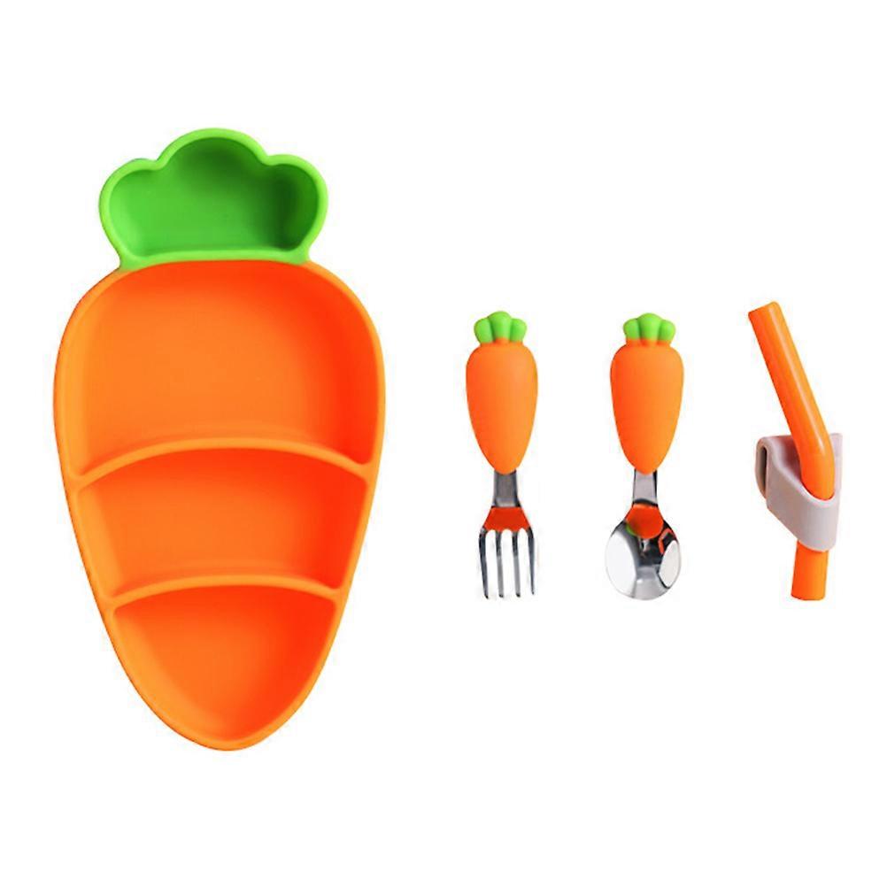 Carrot Shaped Silicone Plates & Utensils Set – Durable, Heat Resistant, Ergonomic Design for Safe Dining