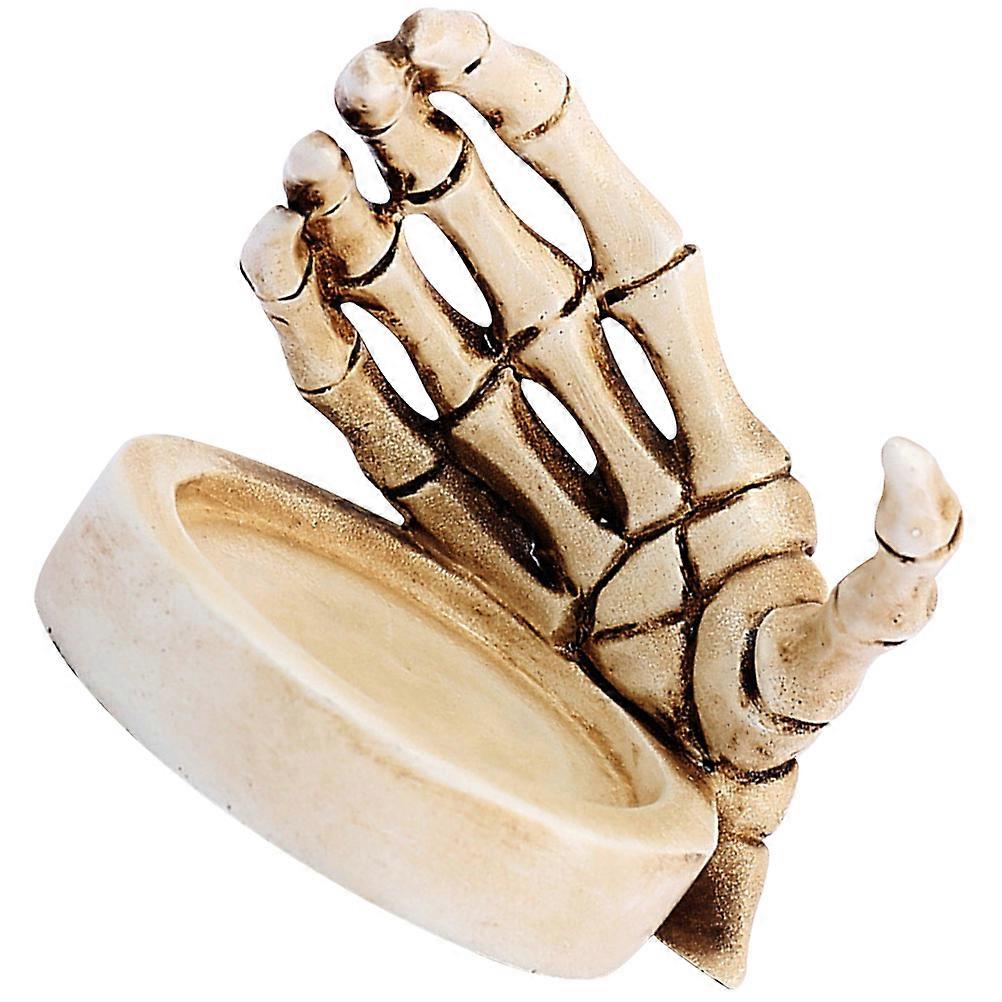 Skeleton Hand Candle Holder with Skull Design for Halloween Decoration – Lightweight Desktop Candlestick for Spooky Atmosphere