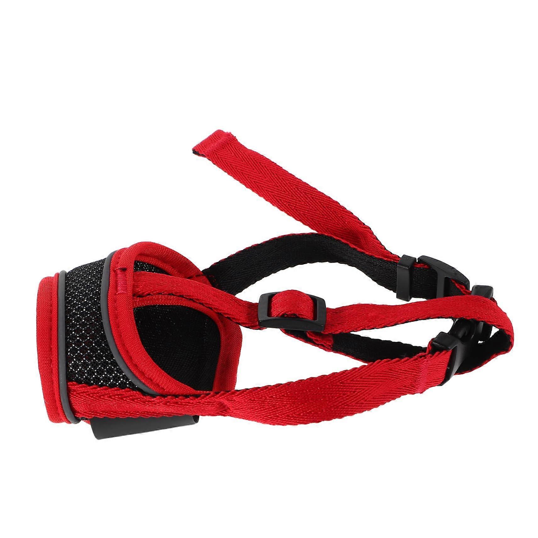 Soft Breathable Muzzle for Small to Medium Dogs Adjustable Strap Prevents Biting and Chewing Home Protection Red