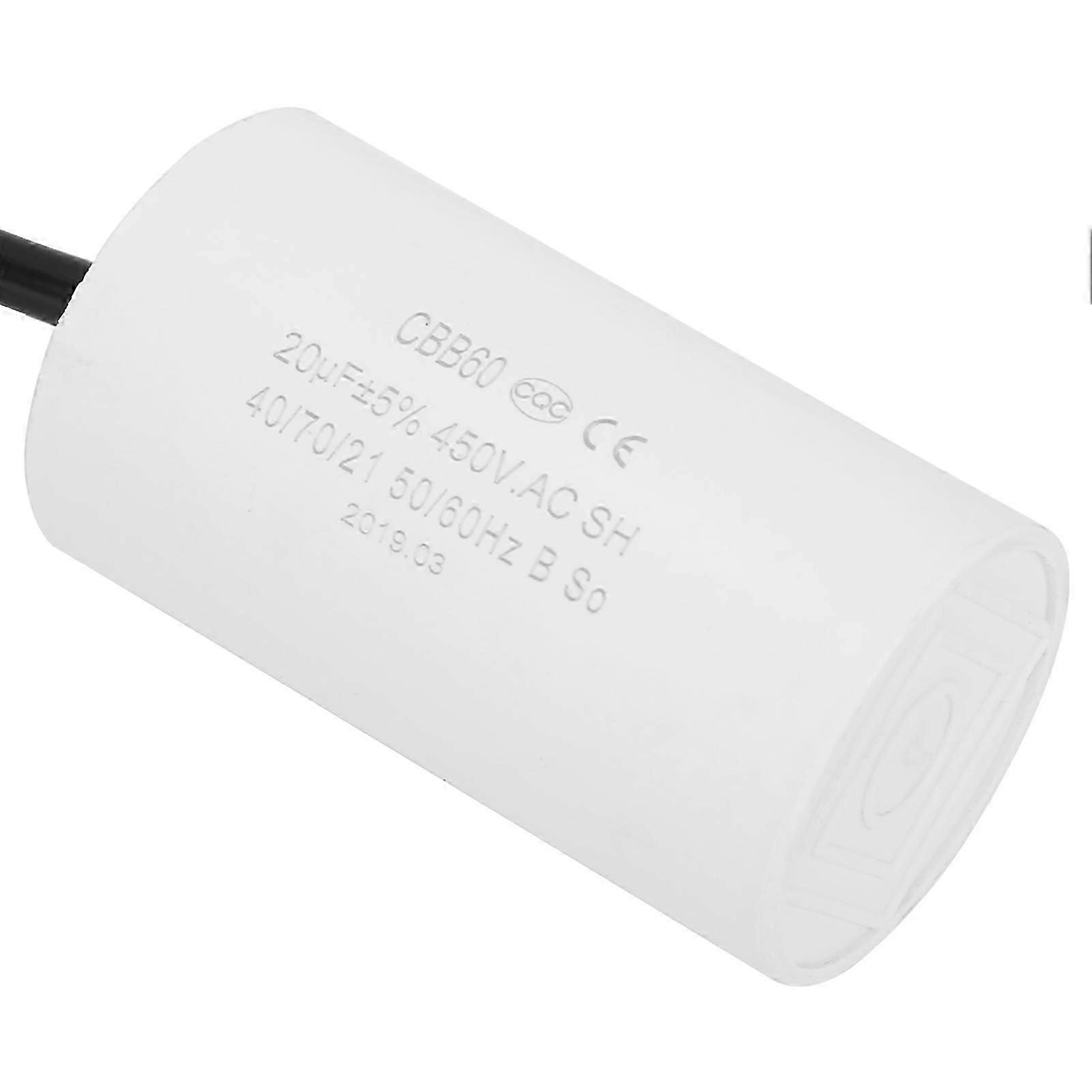 CBB60 Motor Starting Capacitor 450V 20uF Microfarad Capacitor with Wire Lead