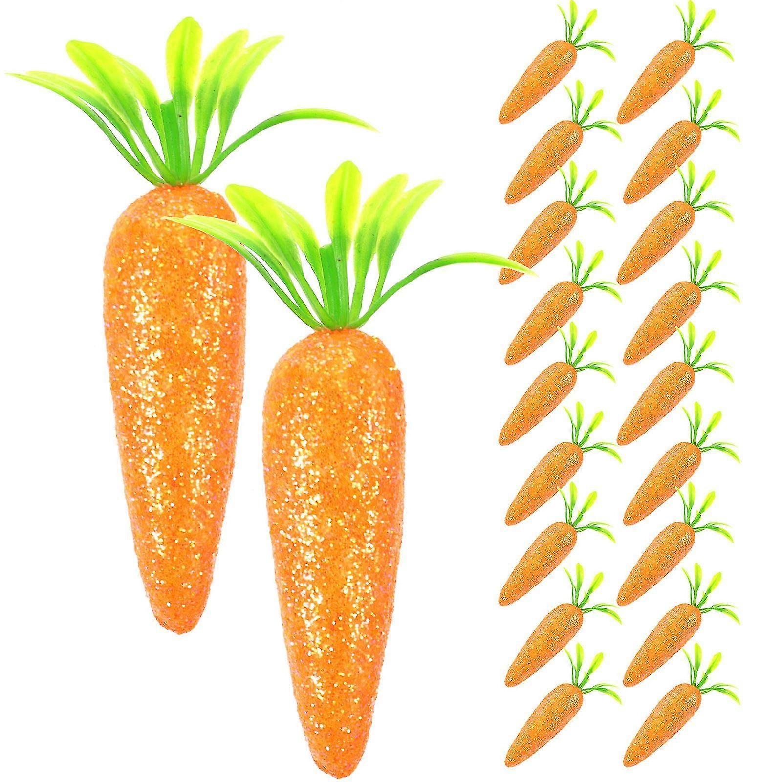 20Pcs Artificial Vegetable Decor Glitter Carrot Model Perfect For Spring Decor And Easter Party Display