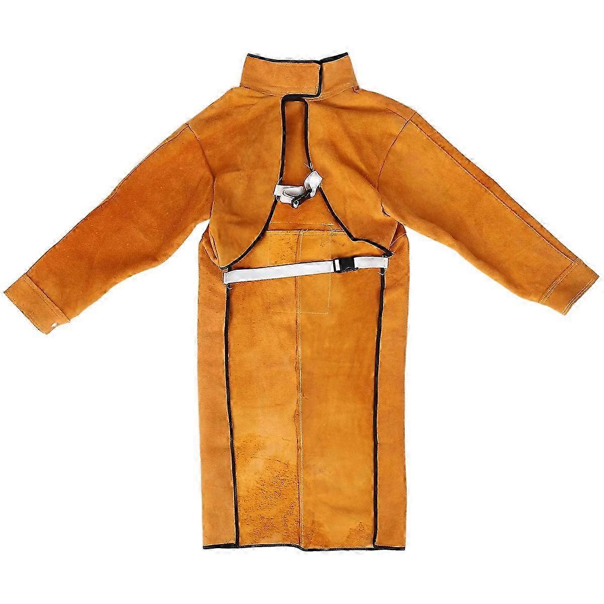 120cm Long Sleeve Welding Apron Fireproof Split Leather Protective Clothing