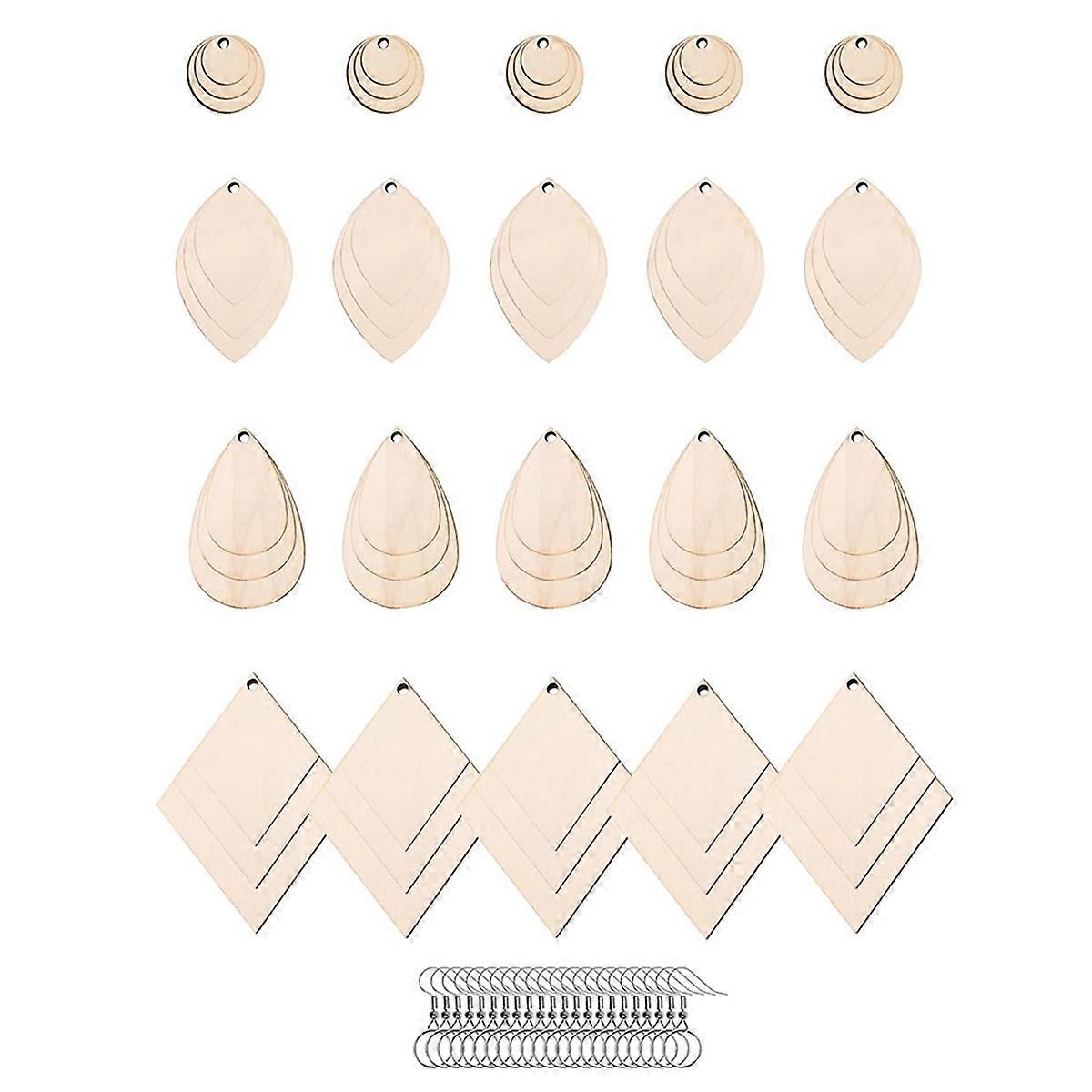 230 PCS 4 Shapes Unfinished Wooden Earrings Blanks