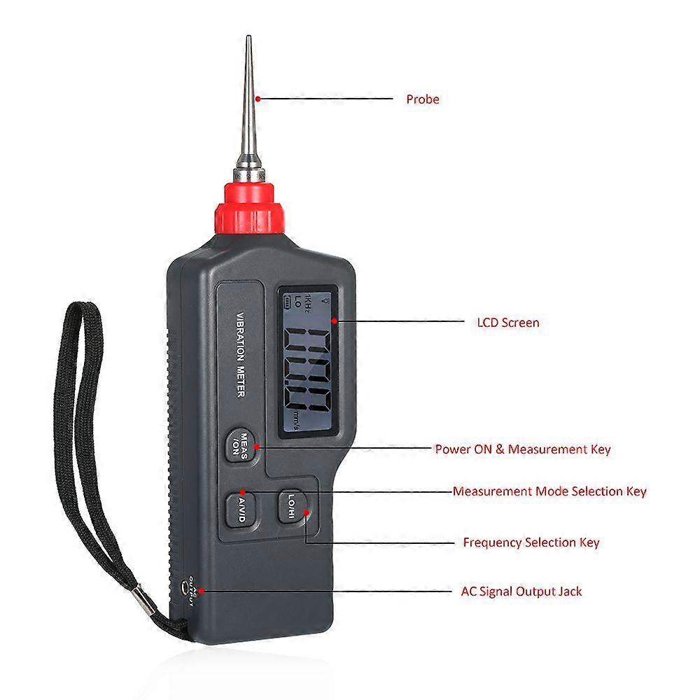 Misuratore di vibrazioni digitale portatile con schermo LCD Analizzatore di vibrazioni Tester Misurazione di accelerazione/velocità/spostamento in uscita CA