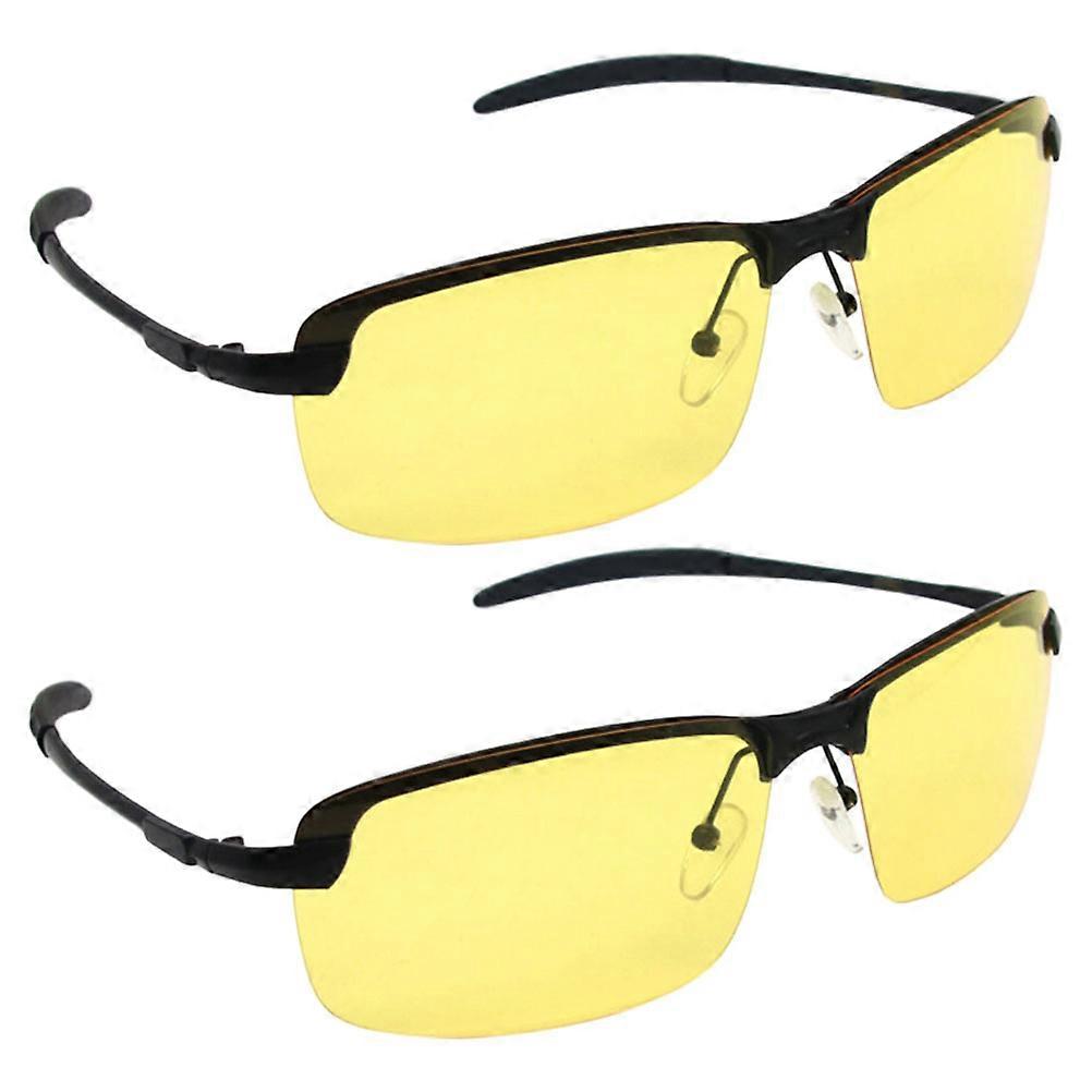 Sun Glasses Metal Square Design for Outdoor Activities Multi Resin Plastic with Night Function 2Pcs