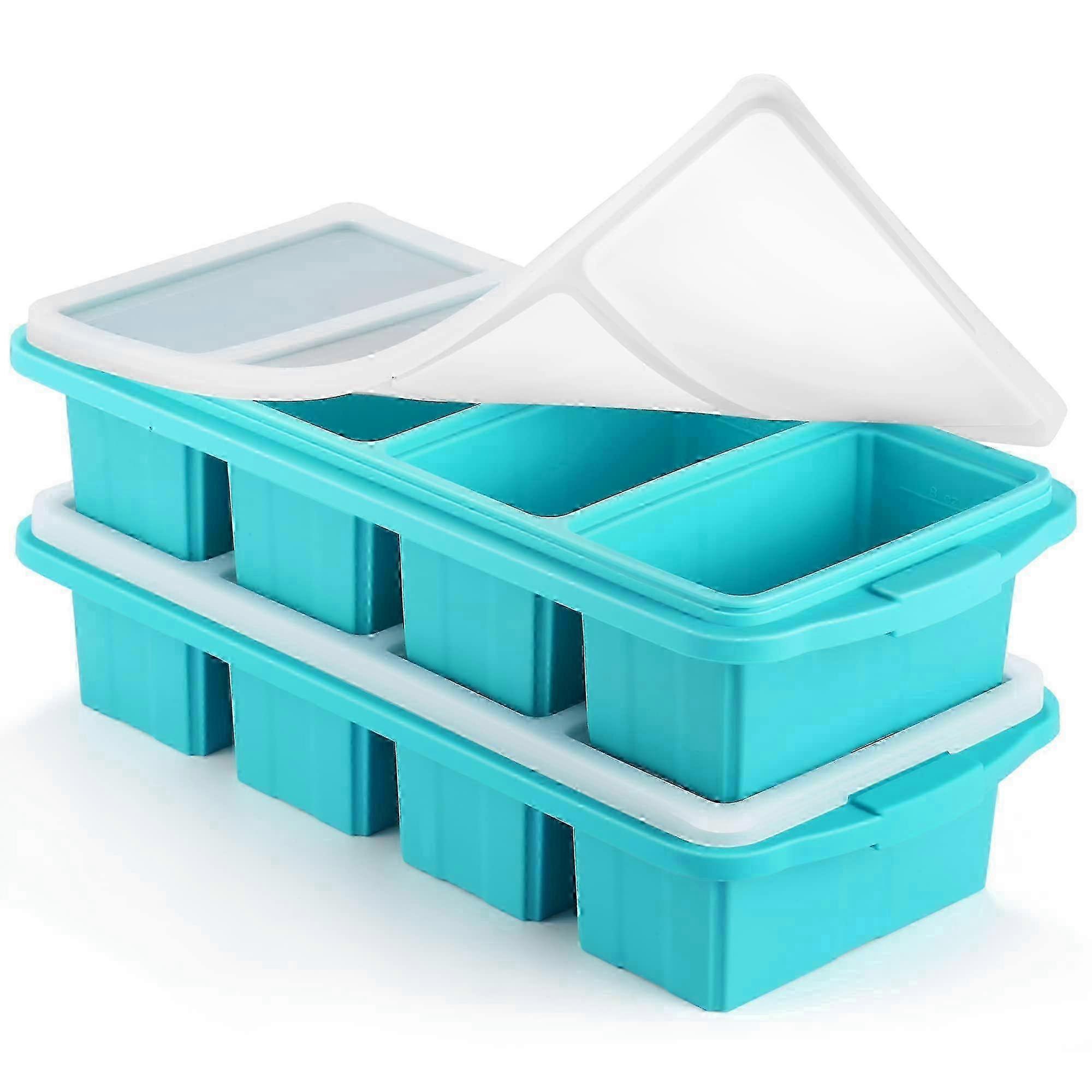 Large Silicone Freezer Tray with Lid for Soup, Sauce & Broth - Reusable Ice Cube Mold