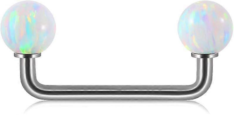 White Opal Staple Surface Piercing Barbell G23 Titanium 8-14mm Surface Barbell