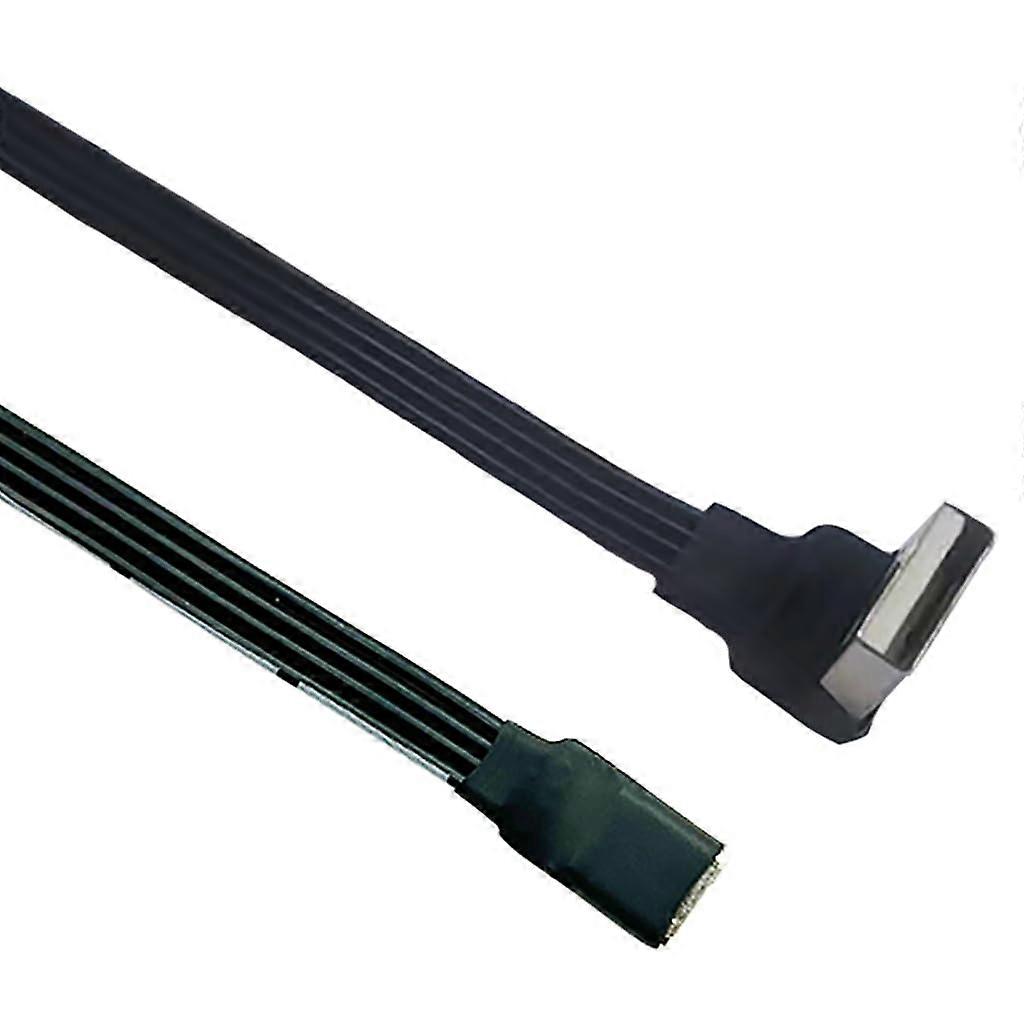 Flexible Flat Silicone USB to Type C Charging Cable 100cm/200cm with 90 Degree Connectors for Tight Spaces, 480Mbps Data Transfer